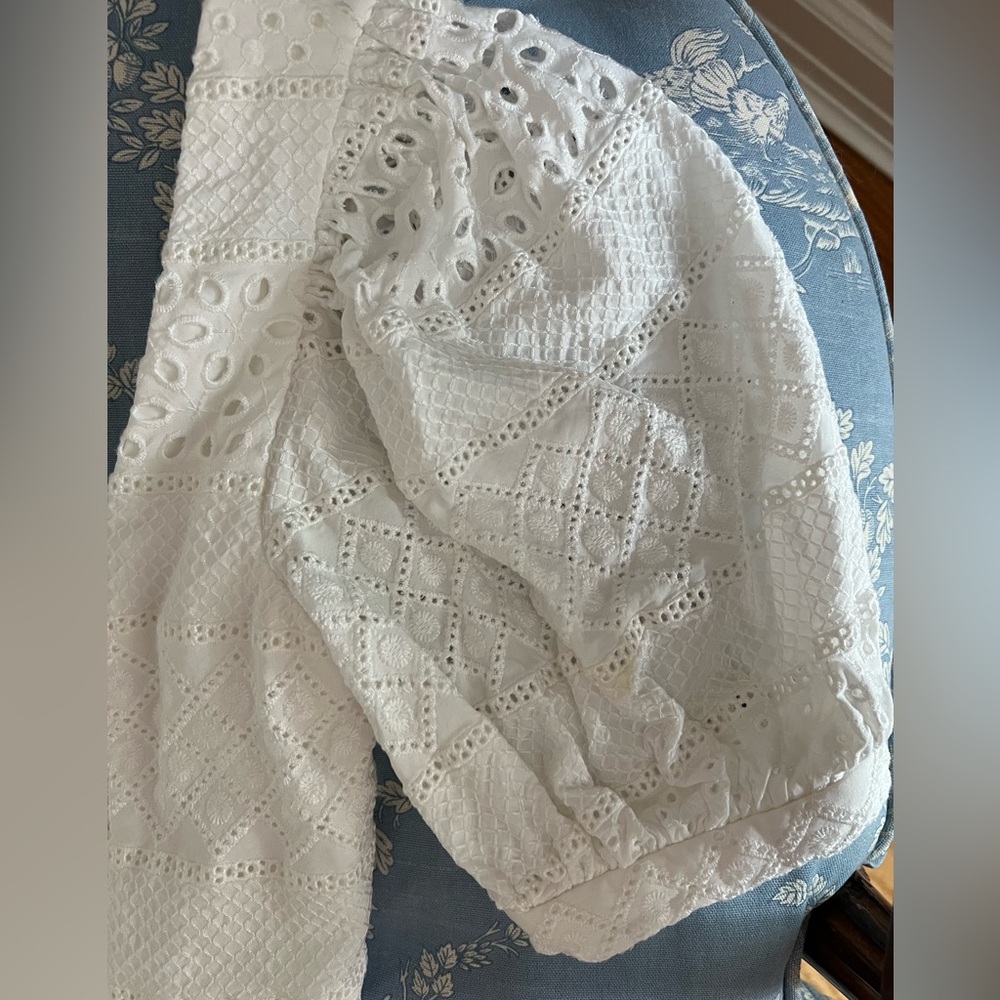 Alice + Olivia Puff-Sleeve Eyelet Corset Top - Picture 6 of 6